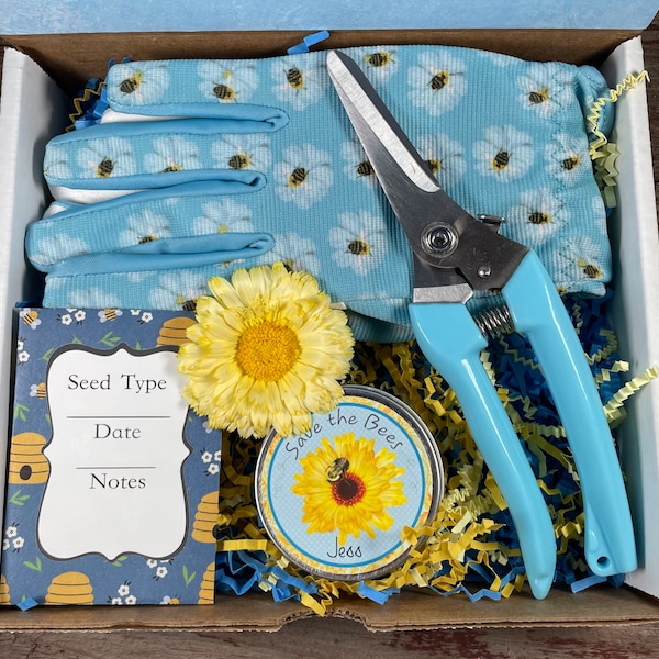 Bee Gardening Gift Box, Save the Bees, Housewarming Gift, Bee Keeper Gift, Personalized Garden Gift,  Mother's Day gift