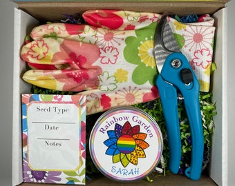 Rainbow gardening gift box, gardening gift personalized, Mother's Day , birthday gift, teacher garden gift