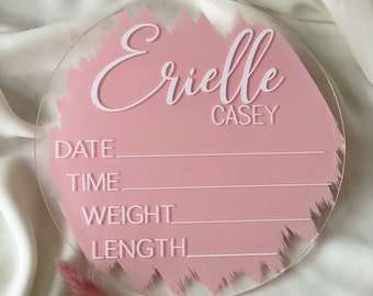 Acrylic Newborn Baby Birth Announcement | Birth Announcement Sign | Birth Stats Sign | Name Acrylic Sign | Newborn Gift | Newborn Photo Prop