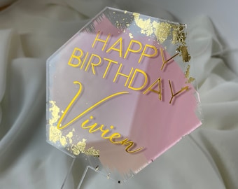 Custom Acrylic Cake Topper | Personalized Acrylic Cake Topper | Birthday Cake Sign | Custom Birthday Decorations | Gold Cake Decorations