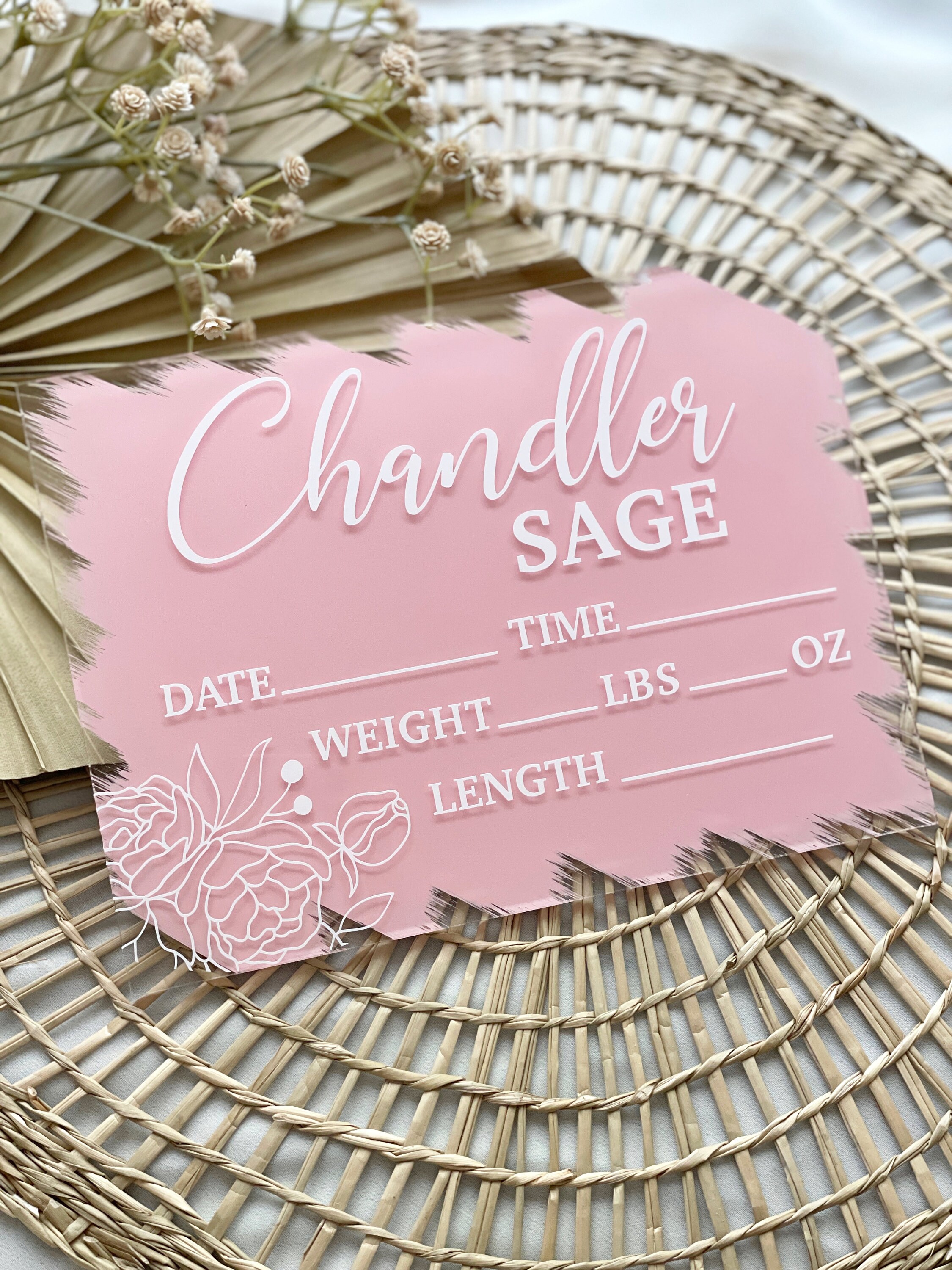 Acrylic Newborn Baby Birth Announcement Birth Announcement Etsy