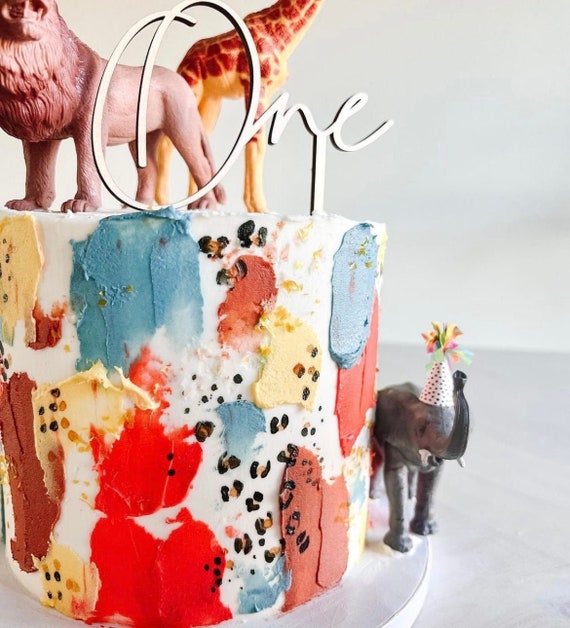 Custom Wooden First Birthday Cake Topper One Cake Topper Happy