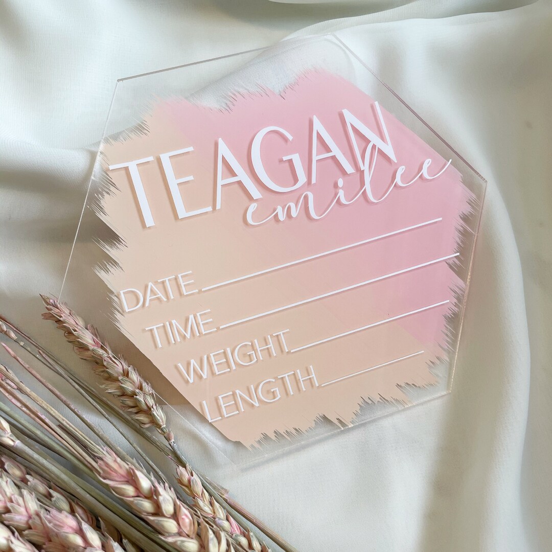 Acrylic Newborn Baby Birth Announcement Birth Announcement Sign Birth ...