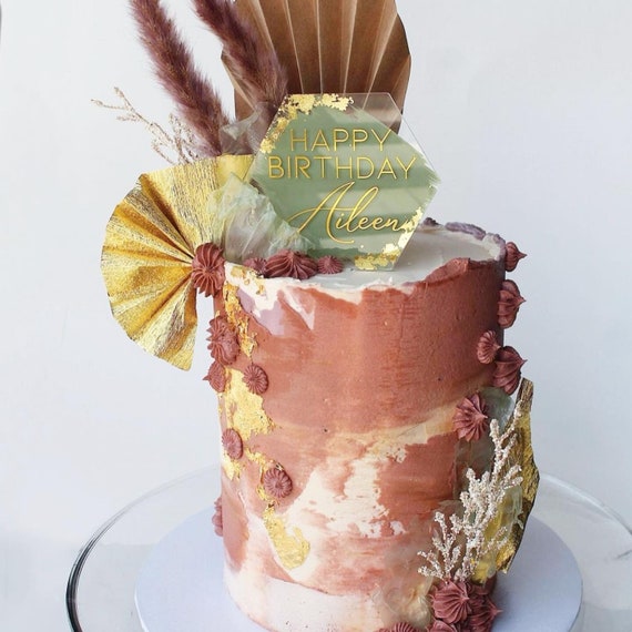 Kids Happy Birthday Rose Gold Cake