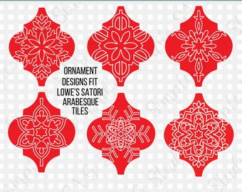 Lowes Satori Arabesque Tile Ornament SVG Bundle  -  Christmas Tile Ornament SVG - Snowflake Tile Ornament SVG Bundle