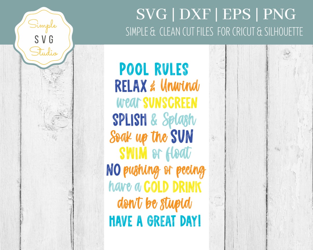 POOL Rules SVG Cricut Silhouette Pool SVG Commercial Use Etsy