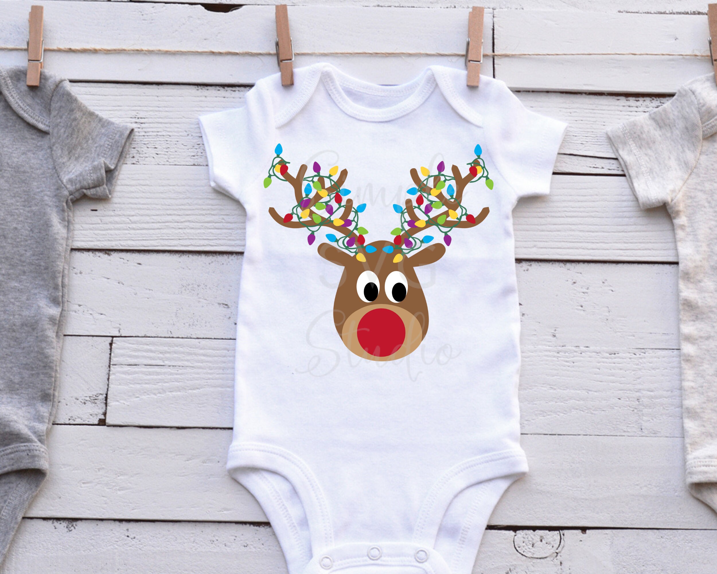 Reindeer Christmas Lights SVG Cute Reindeer SVG Christmas Etsy