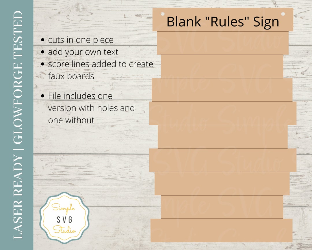 Fancy Rules. Sign Rules Sign Template SVG Glowforge Sign Template File Laser - Etsy UK
