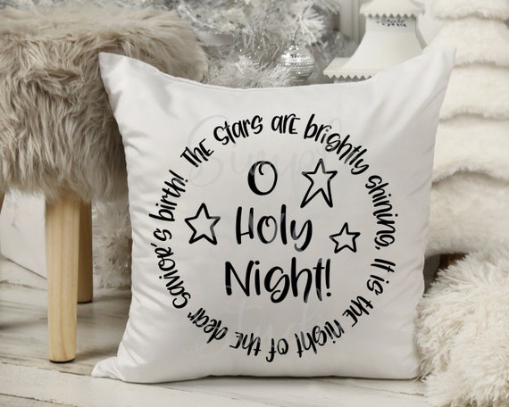 Oh Holy Night Accent Pillow in White