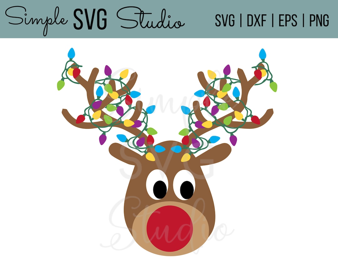 Reindeer Christmas Lights SVG Cute Reindeer SVG Christmas Etsy