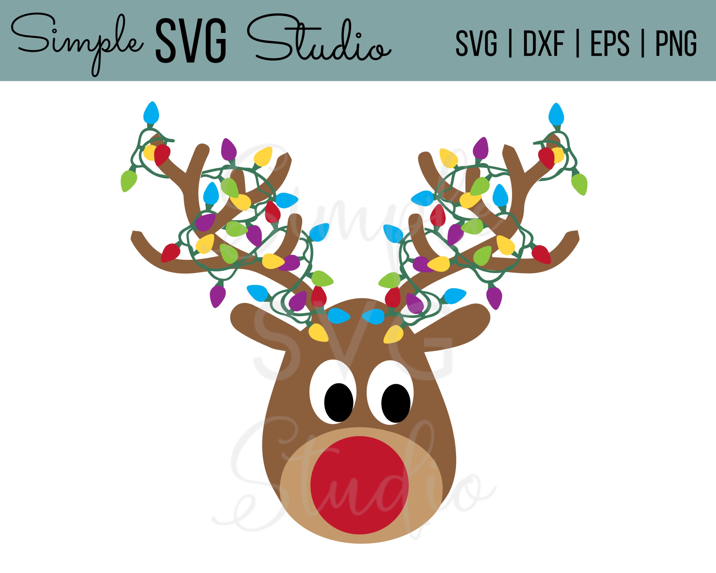 Reindeer Christmas Lights SVG Cute Reindeer SVG Christmas Etsy