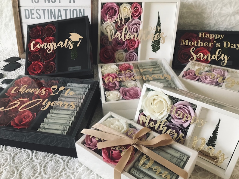 Personalized Money/cash Gift Box Flower Gift Box Etsy