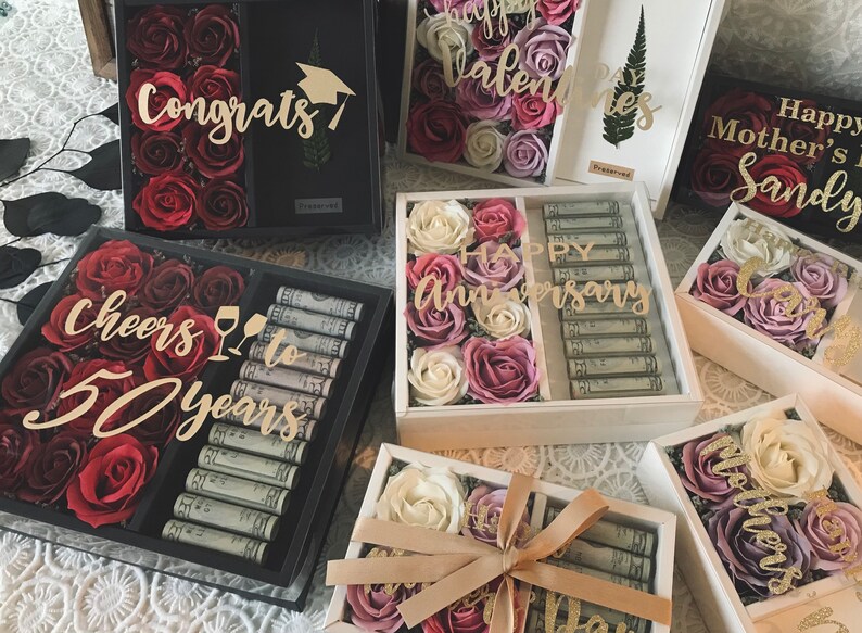 Personalized Money/cash Gift Box Flower Gift Box Etsy