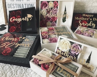 Personalized Money/Cash Gift Box - Flower Gift Box - Personalized Gift Box - Anniversary Gift- Birthday Gift - Unique Gift - Wedding Gift
