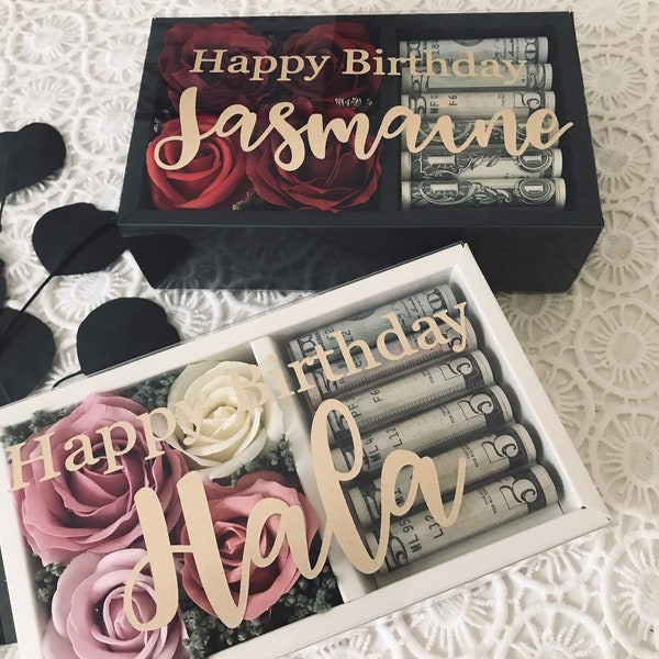 Personalized Money/Cash Gift Box - Flower Gift Box - Personalized Gift Box - Anniversary Gift- Birthday Gift - Personalized Graduation Gift