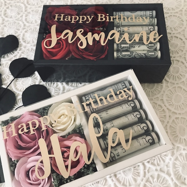 Personalized Money Gift Box: Soap Flower Cash Box for Wedding/Graduation