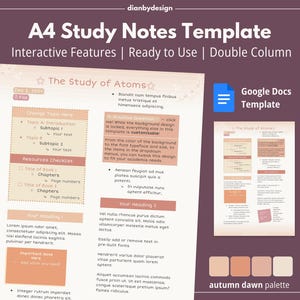 Digital Study Notes Template Editable | Ready-to-Use Digital Google Docs Download | Light Academia Aesthetic High School College Printable