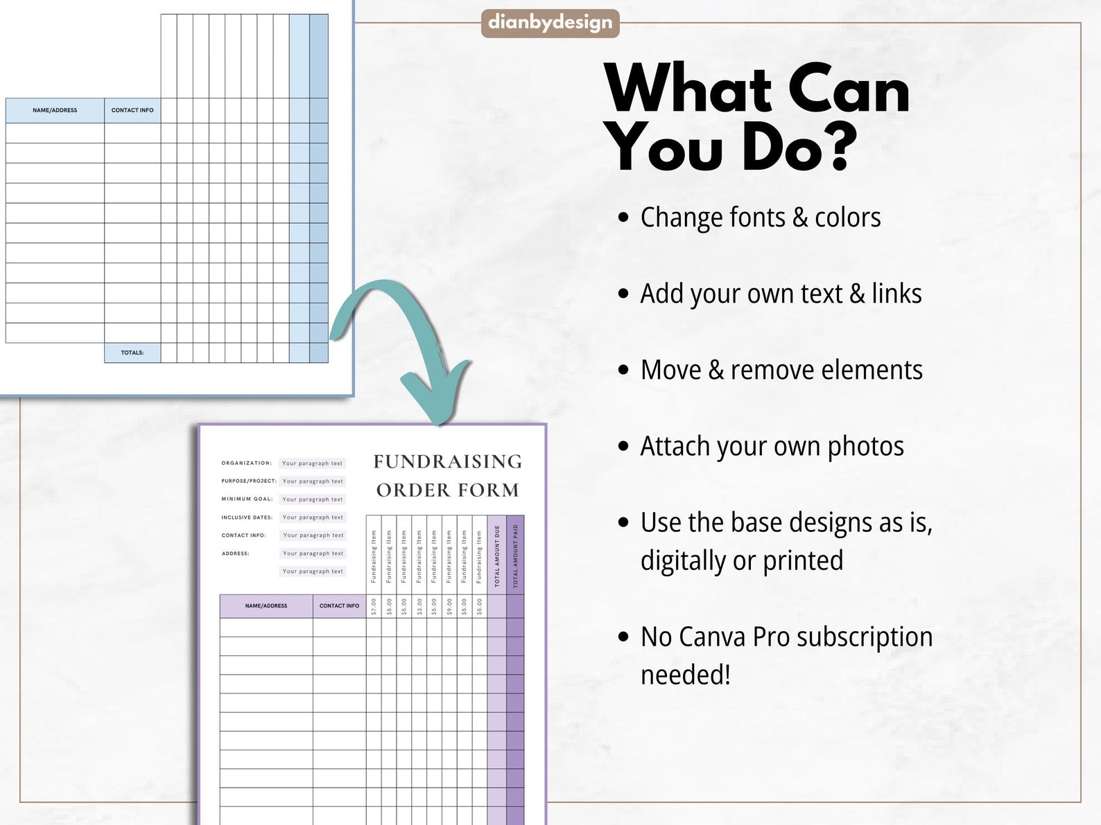 Fundraising Order Form Template | Editable Fundraiser Tracker Form for ...