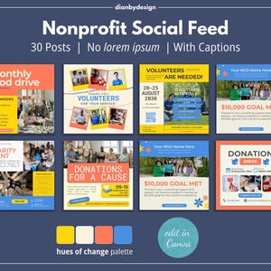 Nonprofit Social Media Templates | Editable Fundraising Outreach Bundle for Charity Grassroots | Giving Tuesday Sponsor NGO Marketing Canva