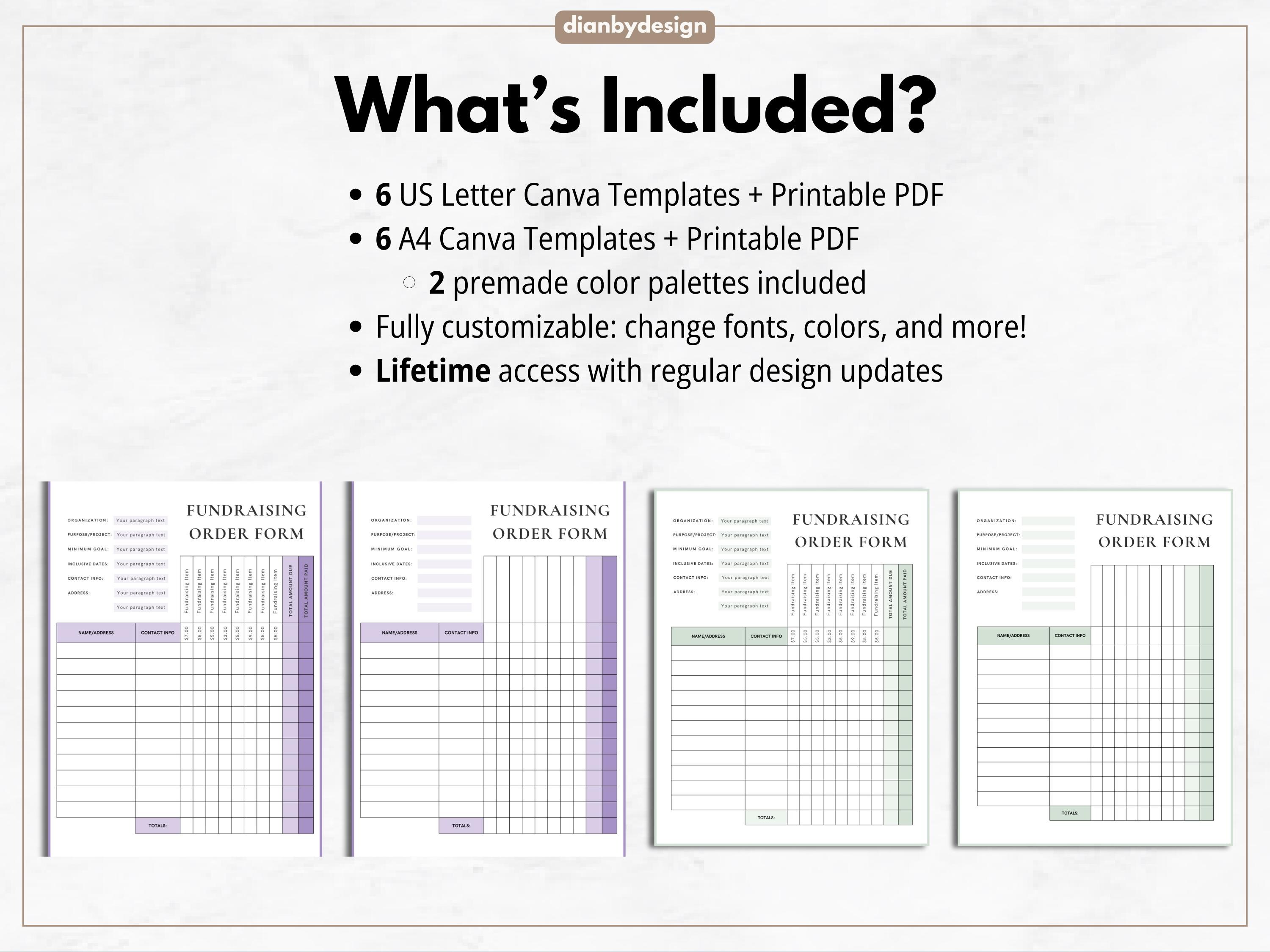 Fundraising Order Form Template | Editable Fundraiser Tracker Form for ...