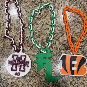 CUSTOM Sports Team Chain Necklaces- Fan Chain- Giant Logo Necklace- Homerun/ Turnover Chain- Team Swag- Your logo 3D printed
