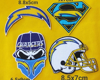 4pc Los Angeles Chargers fabric iron on applique logo Patch football NFL helmet