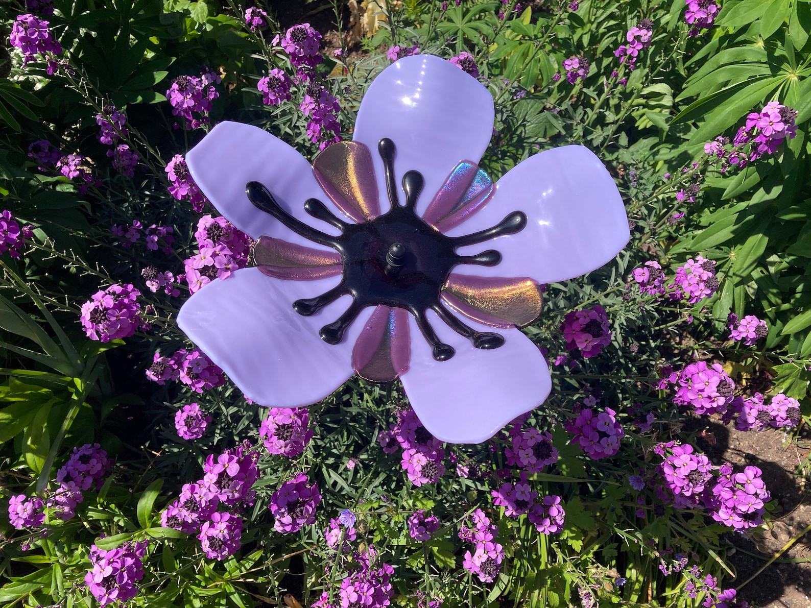 Fused Glass Garden Flower Stake Etsy UK