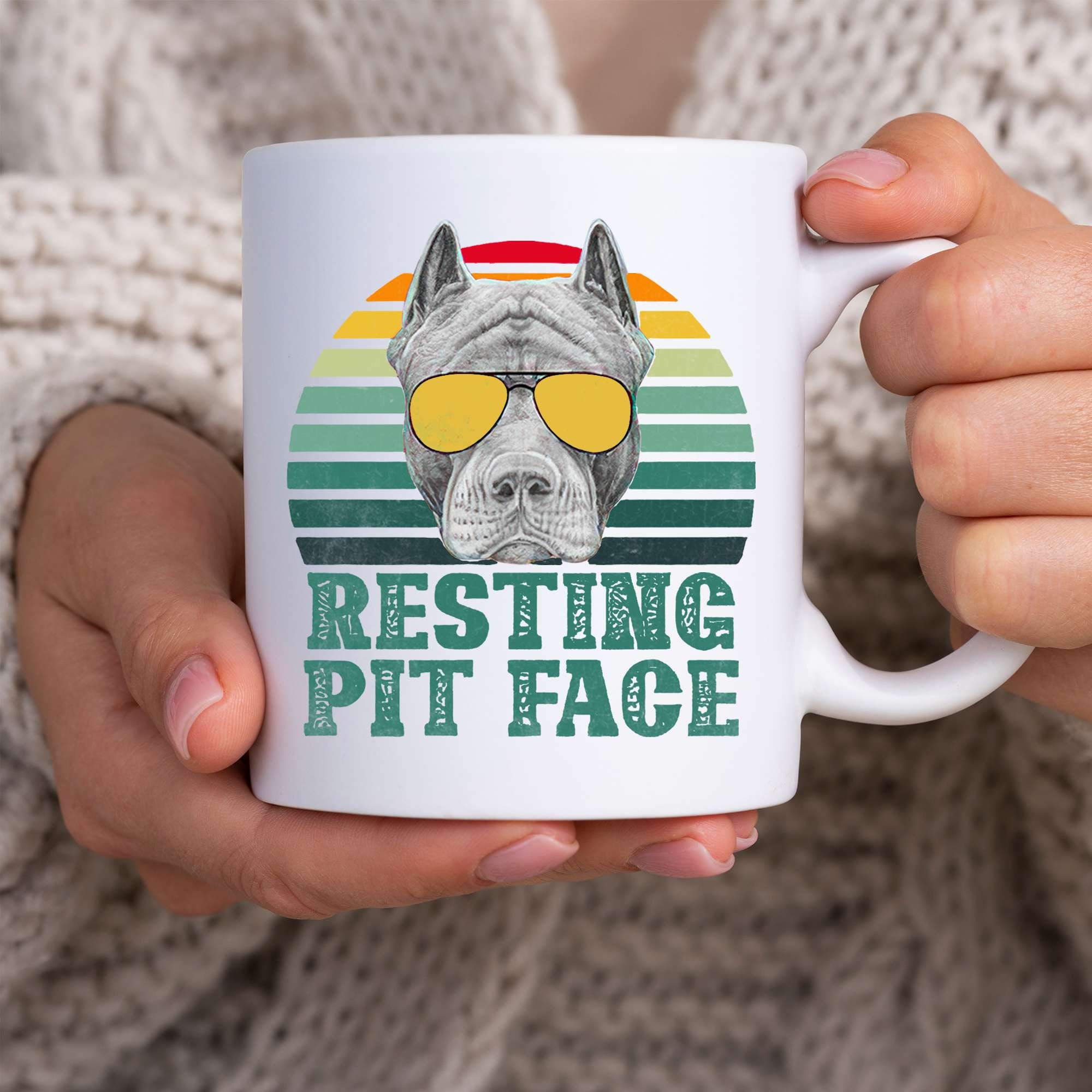 Pitbull Coffee Mug Resting Pit Face Mug Pitbull Mug Pitbull Etsy