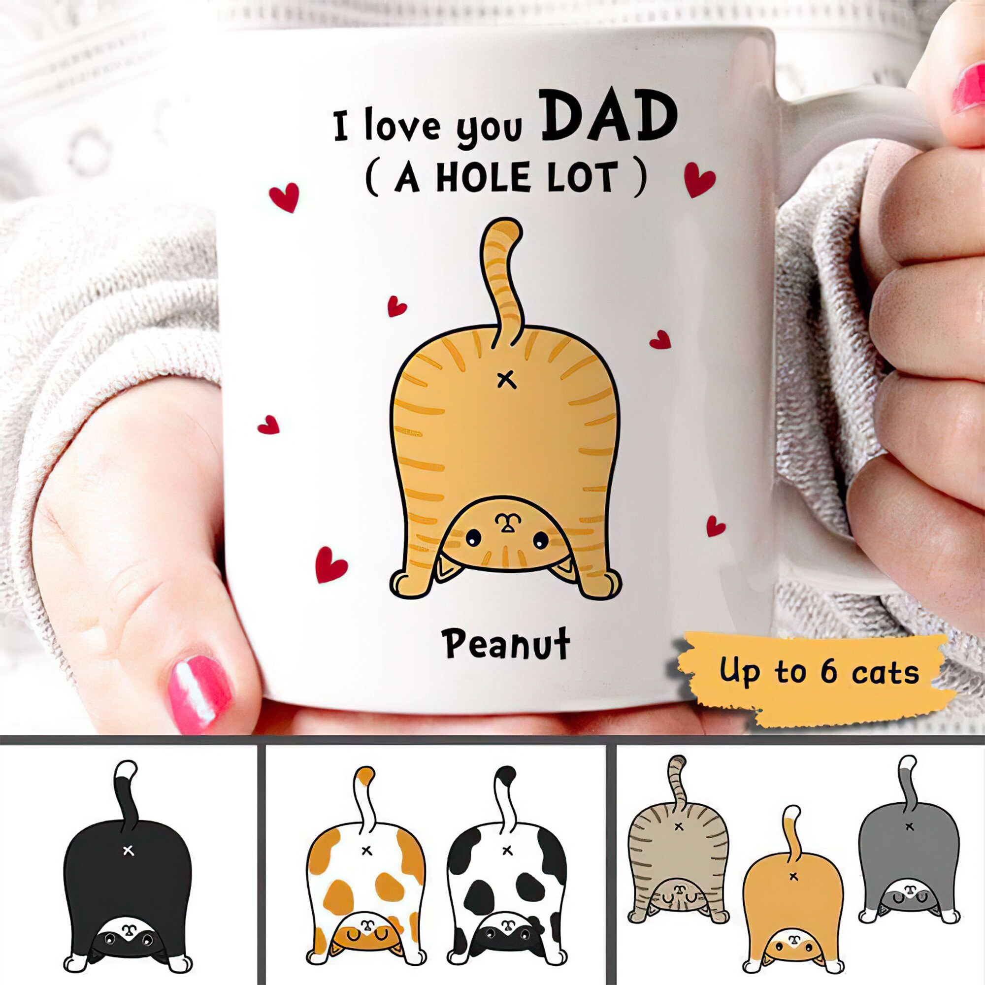 Cat Dad Love You A W-hole Lot Personalized Mug I Love You Dad | Etsy