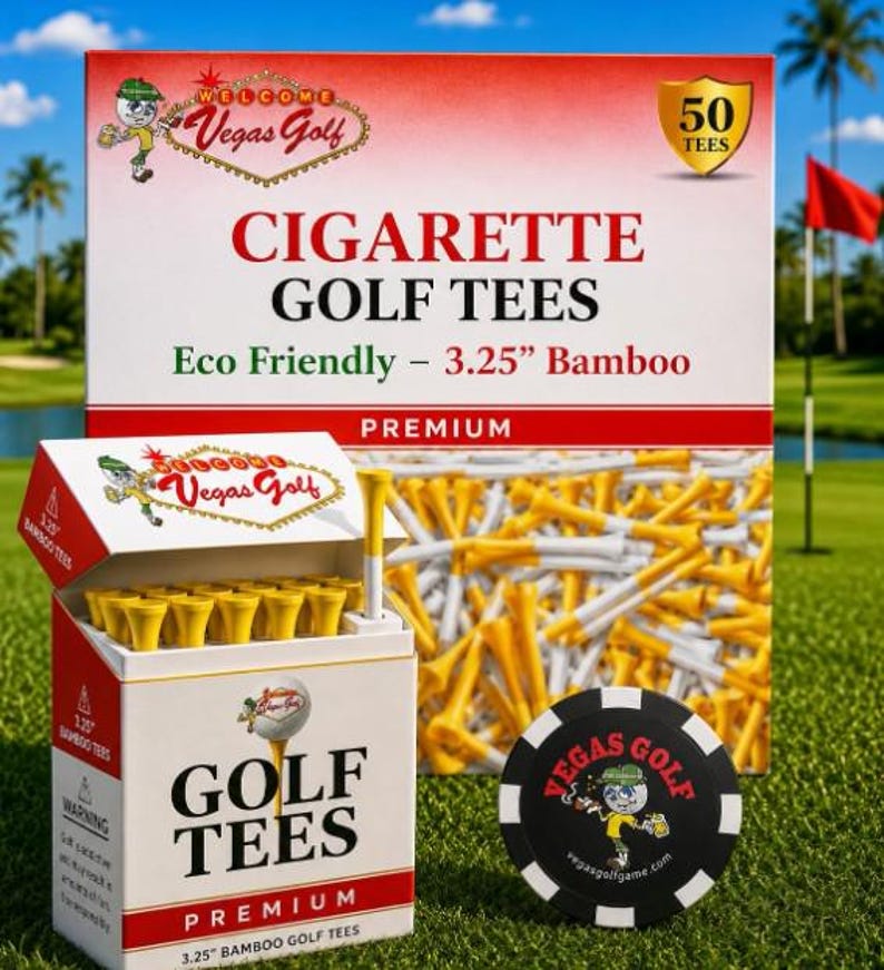 Funny Golf Gift Cigarette Golf Tees | Cigarette Style Box, Bamboo Tees & Poker Chip 60 PACK Best Buy