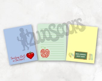 Teacher Appreciation | 2wo Scoops | Teacher Notepads | Teacher Gift | Favorite Teacher | Teacher Stationery | Writer Gift | Teachers Pet