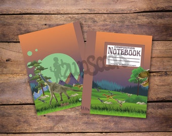 2wo Scoops Composition Notebooks | Dinosaur Notebook | Jurassic Park | Lined Journal | Childrens Notebook | Wide Rule Lined Notebook | Kids