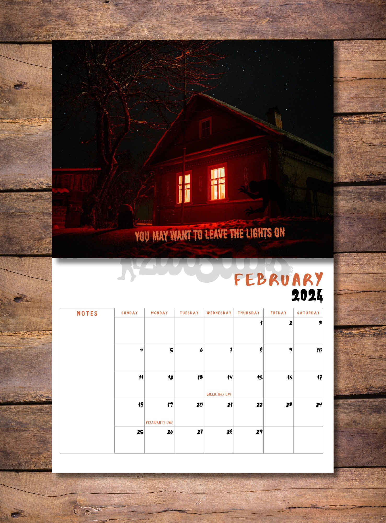 2024 Scary Calendar Zombie Calendar Spooky Calendar Halloween All Year