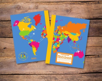2wo Scoops Composition Notebooks | World Map Notebook | Heal the World | Lined Journal | Childrens Notebook | Wide Rule Lined Notebook | Map