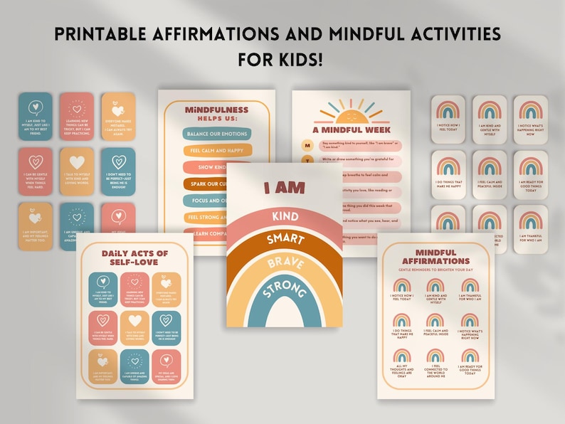 Self-love & Mindfulness Printable for Kids | Positive Affirmation Cards ...