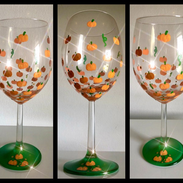 Hand Painted Mini Pumpkin Wine Glass | Hand Painted Pumpkins | Halloween Wine Glass | Fall Wine Glass | Pumpkin Wine Glass | Pumpkin Glass