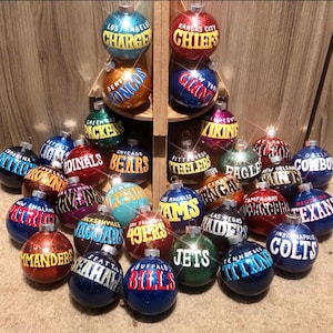 Hand Painted FULL SET of Football Ornaments | Football Team Ornament | Custom Ornament | Nfl Ornament | Football Fan Ornament
