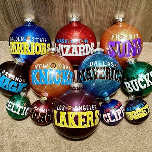Décorations d'équipe de basket-ball peintes à la main | Décorations NBA peintes à la main | Ornements personnalisés | Incassable peint à la main | Ornement de fan de basket-ball