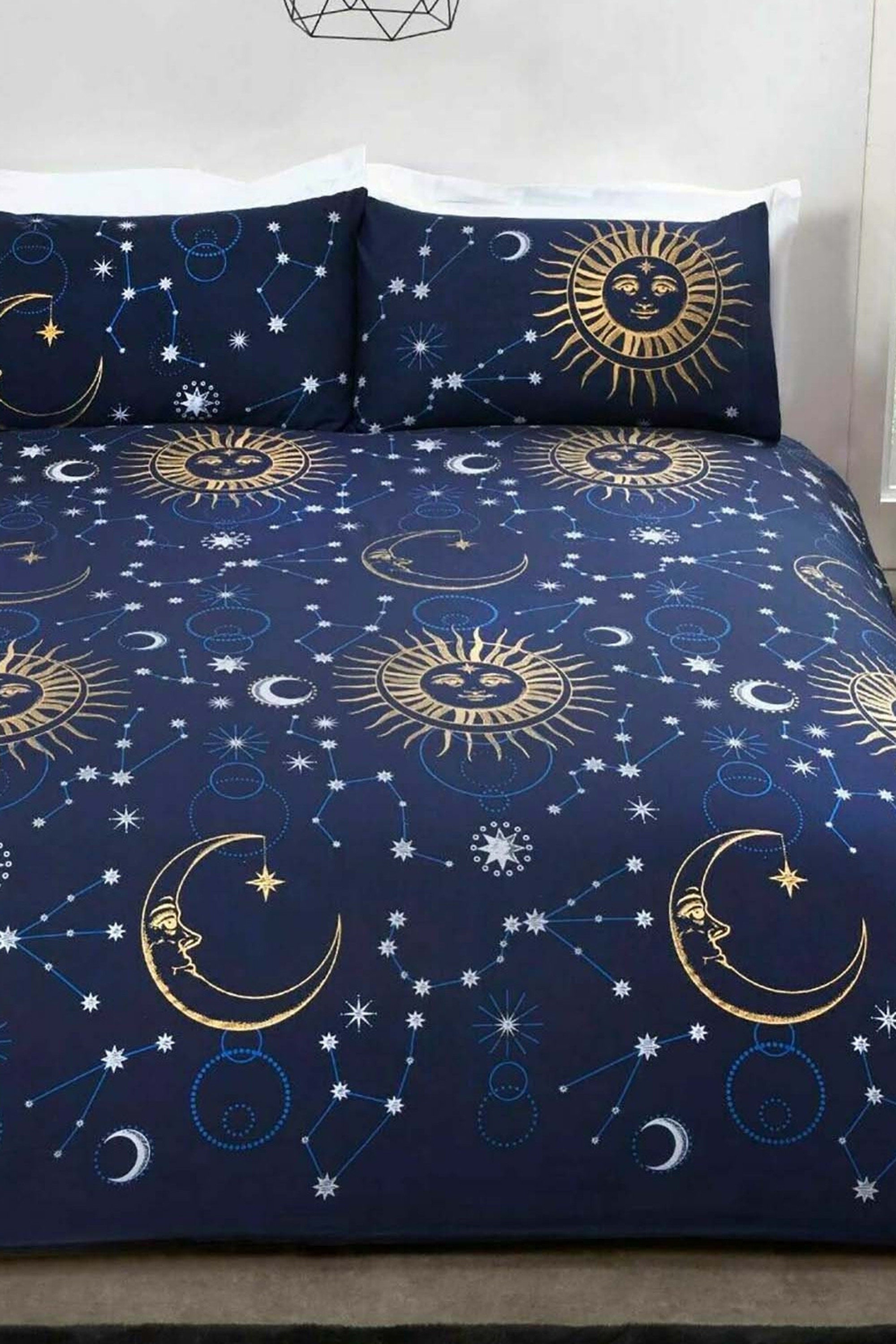 Goldstar ® Venezia Quilted Panel Design Duvet Quilt Cover Bedding Set with Pillow Cases Double Gold 