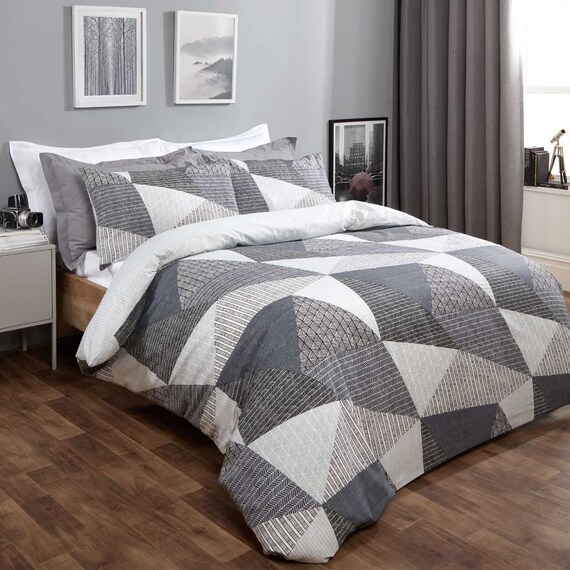 Textured Geometric Double Duvet Set 