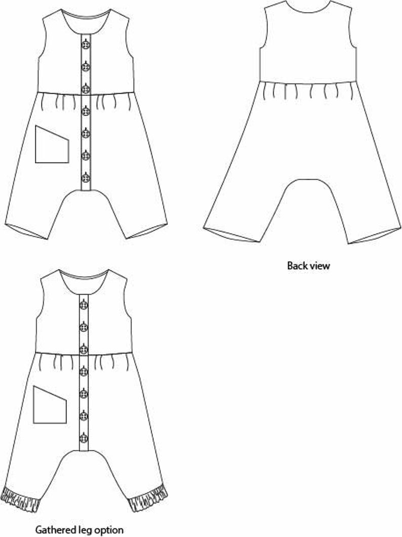Patch Harem Romper PDF Sewing Pattern for Baby and Children Etsy