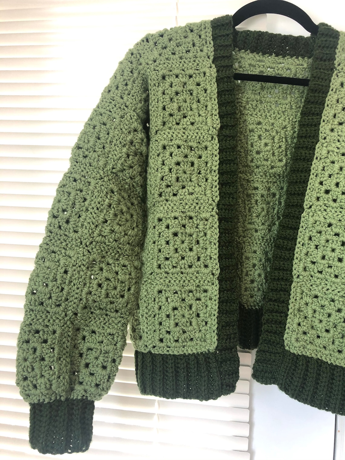 Chunky Crochet Cardigan Green | Etsy