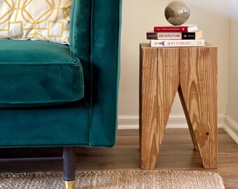 Contemporary Side Table, Solid wood table, minimalist stool, Custom Wood Table, Living Room Decor, modern home furniture, wood end table