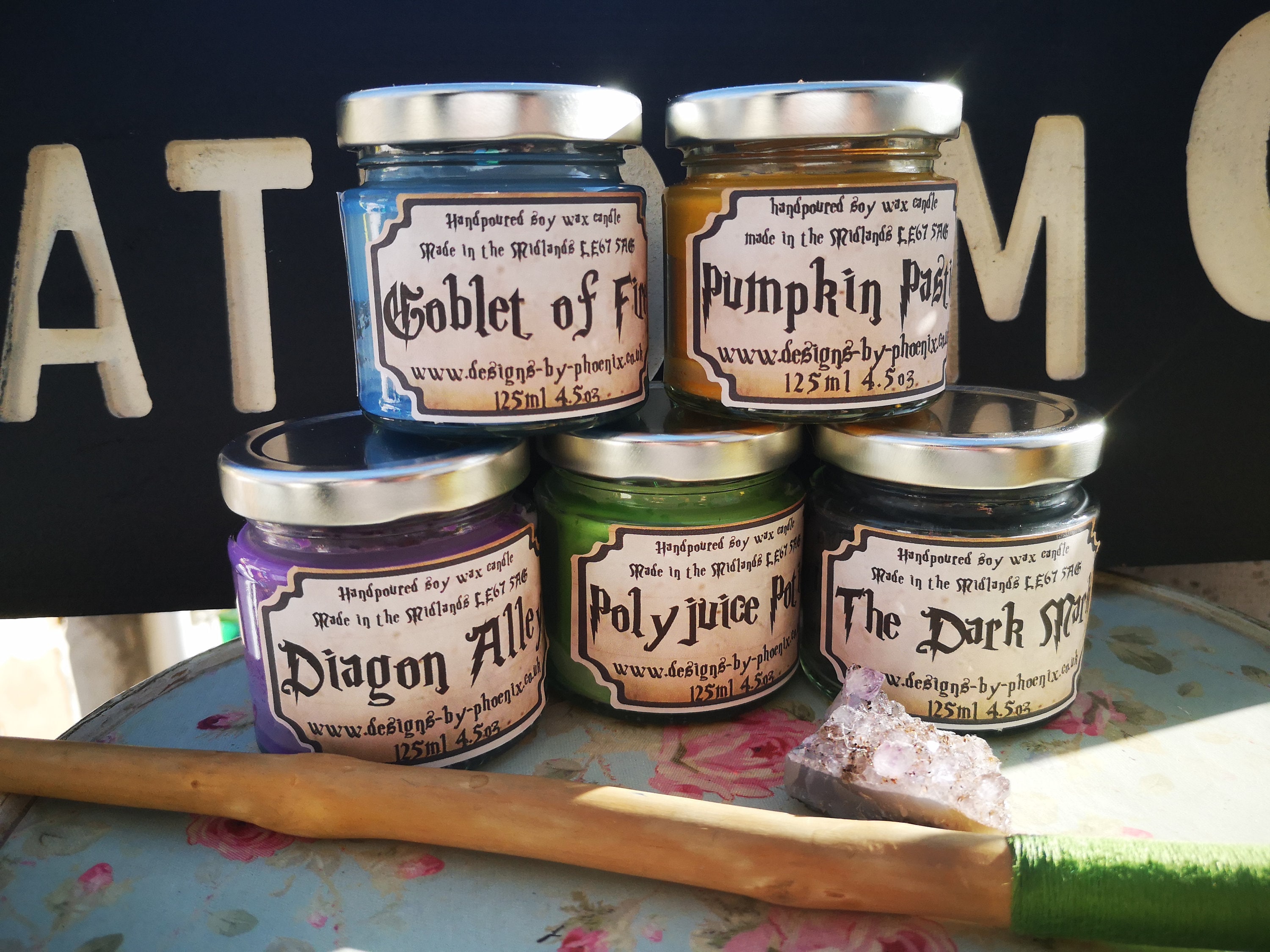 Set of 5 Harry Potter inspired candles 125ml 4.5oz each Etsy