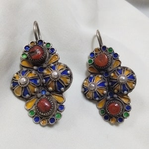 Kabyle - magnificent pair of Berber earrings in 925 sterling silver / Kabyle jewelry / tribal / ethnic earrings, boho