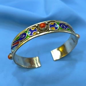 Kabyle enameled bracelet / Berber jewelry / Berber cuff bracelet / Kabyle bracelet / Tuareg / tribal / adjustable Berber bracelet / boho