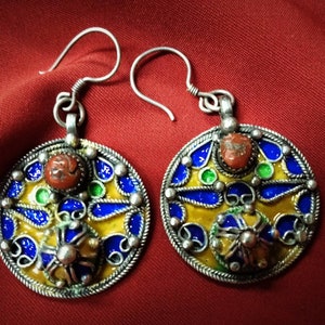 Kabyle - magnificent pair of Berber earrings in 925 sterling silver / Kabyle jewelry / tribal / ethnic earrings, boho