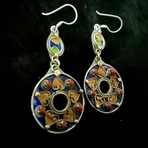 Pair of Kabyle earrings in sterling silver, Kabyle, Berber, tribal jewelry, Algerian jewelry, Grand Kabyle earrings.