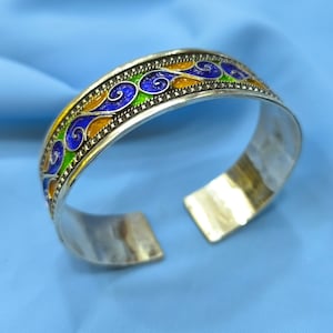 Morocco - Berber Bracelet In Enameled 925 Silver / Berber Jewelry / Boho Bracelet / Kabyle Bracelet / Kabyle Jewelry / Tuareg / Tribal.
