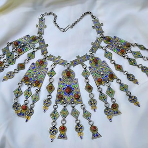 Kabyle - exceptional Algerian necklace from the Greater Kabyle region, Kabyle jewelry, antique necklace, Berber jewelry, tribal necklace.